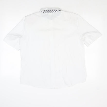 Delmond Womens White Polyester Basic Button-Up Size 16 Collared
