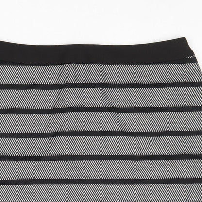 Oasis Womens Black Striped Polyester A-Line Skirt Size 14 Zip