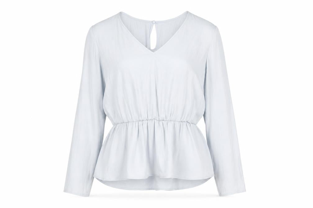 Marks and Spencer Womens Grey Polyester Basic Blouse Size 10 V-Neck
