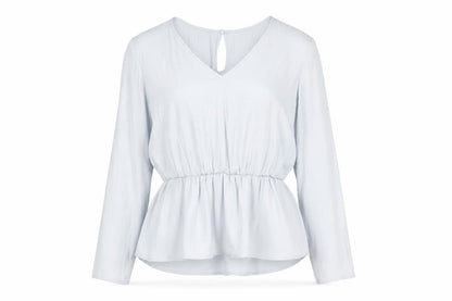 Marks and Spencer Womens Grey Polyester Basic Blouse Size 10 V-Neck