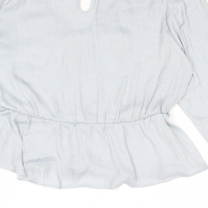 Marks and Spencer Womens Grey Polyester Basic Blouse Size 10 V-Neck