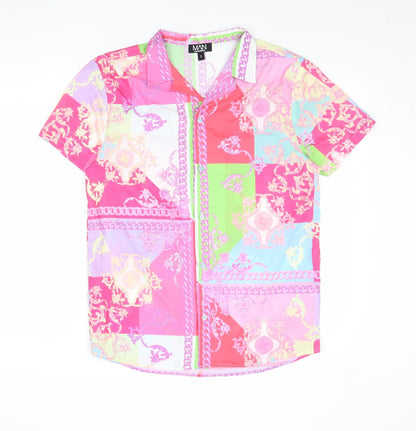 Mens UK Size S Boohoo Multicoloured  Button-Up Short Sleeve Casual Shirt