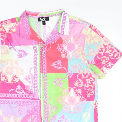 Mens UK Size S Boohoo Multicoloured  Button-Up Short Sleeve Casual Shirt