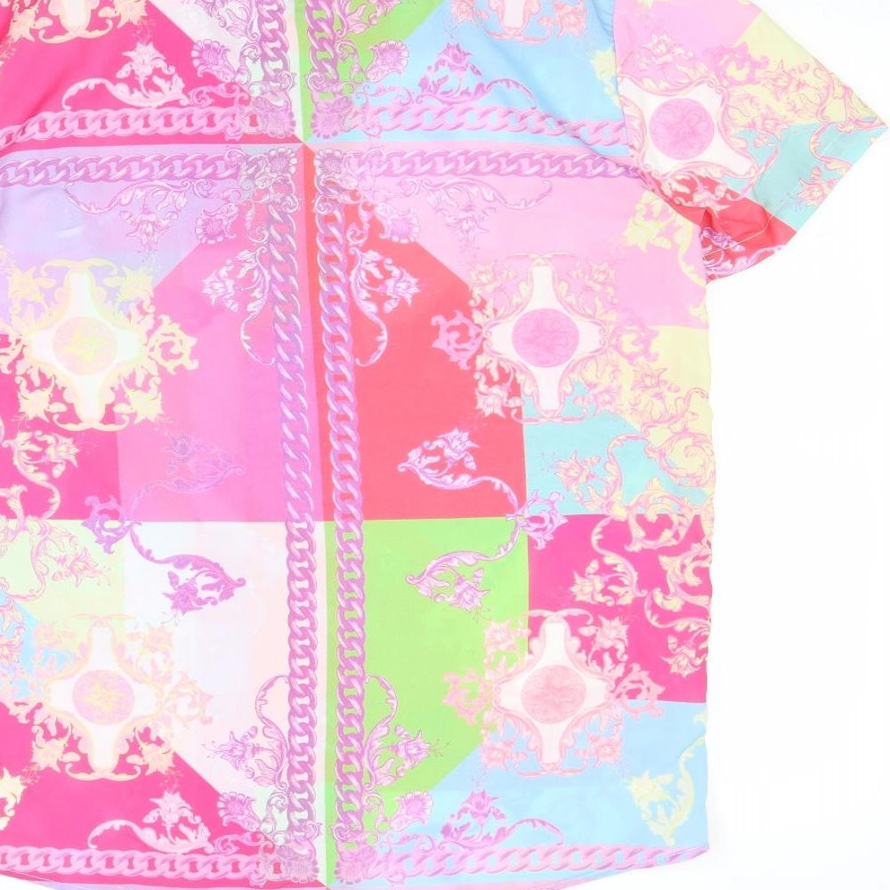 Mens UK Size S Boohoo Multicoloured  Button-Up Short Sleeve Casual Shirt
