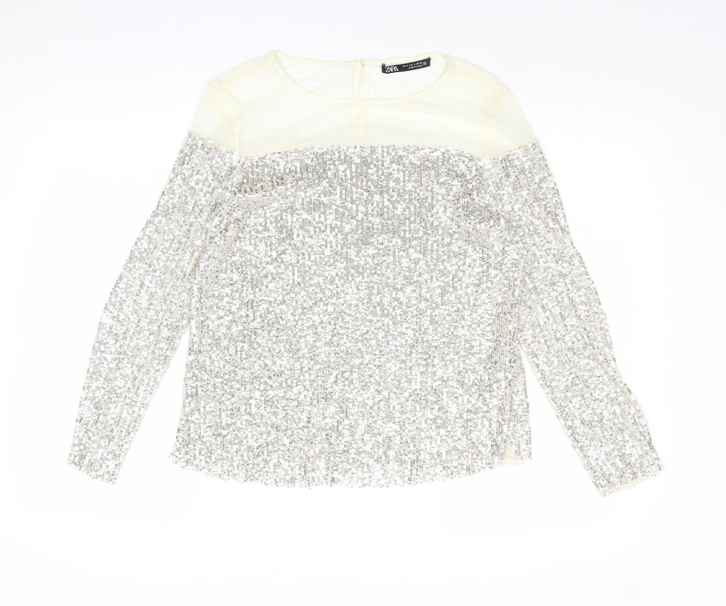 Womens UK Size S Zara Silver Basic Blouse