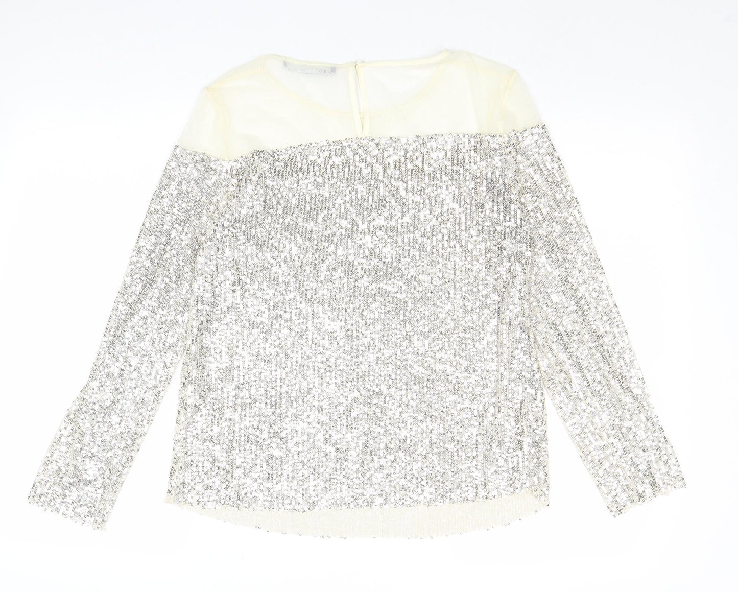 Womens UK Size S Zara Silver Basic Blouse