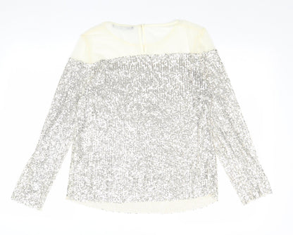 Womens UK Size S Zara Silver Basic Blouse