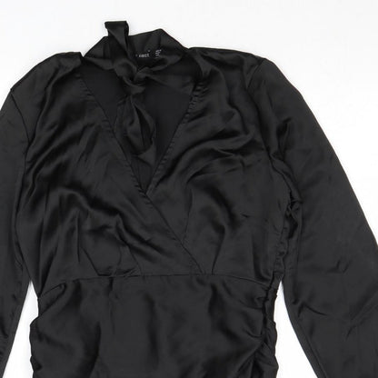 I SAW IT FIRST Womens Black Polyester Basic Blouse Size 8 V-Neck