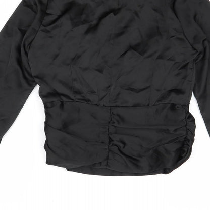 I SAW IT FIRST Womens Black Polyester Basic Blouse Size 8 V-Neck