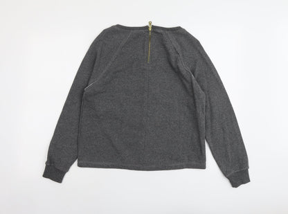 Gina Tricot Womens Grey Cotton Pullover Sweatshirt Size M Zip - American Flag