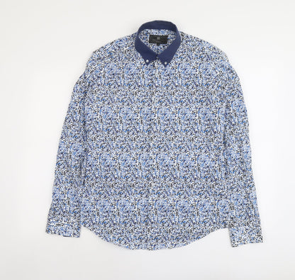 Mens UK Size S Marks and Spencer Blue  Button-Up Long Sleeve Casual Shirt
