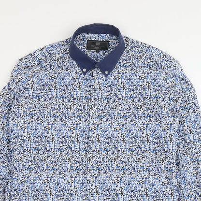 Mens UK Size S Marks and Spencer Blue  Button-Up Long Sleeve Casual Shirt