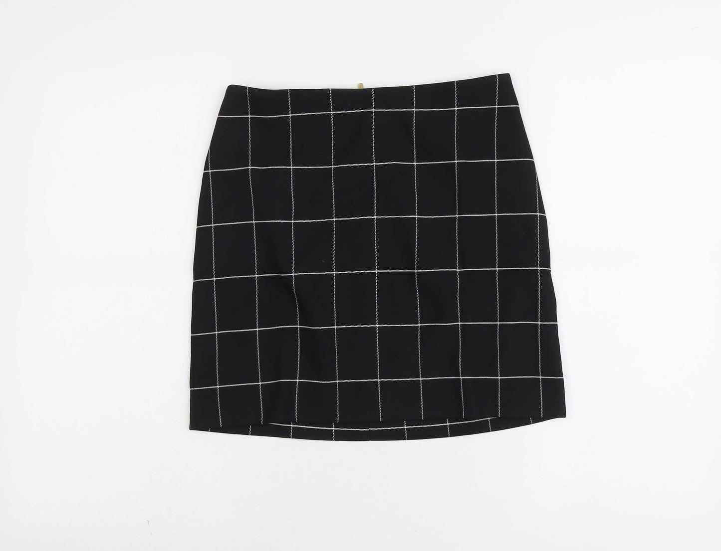 H&M Womens Black Geometric Polyester A-Line Skirt Size 8 Zip