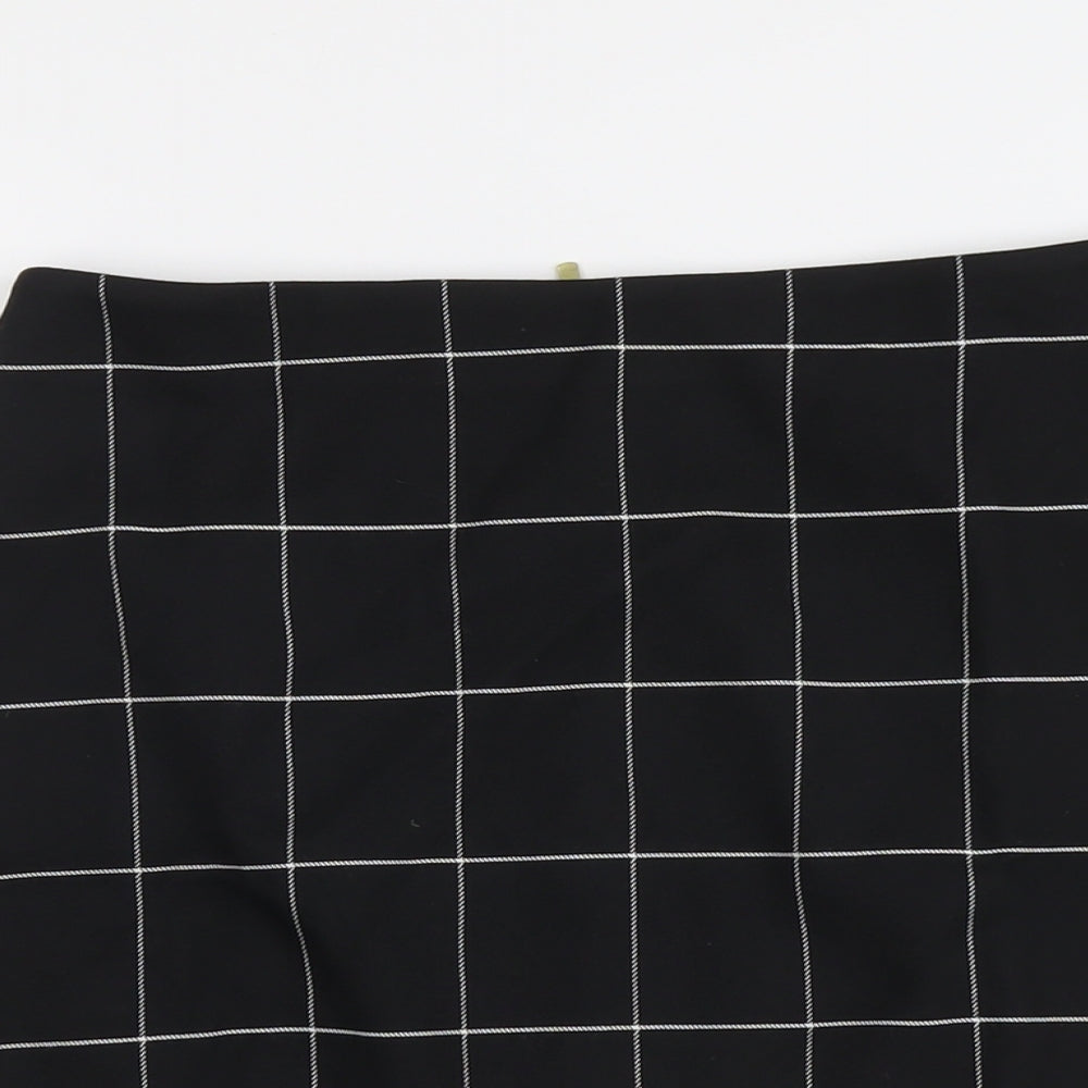 H&M Womens Black Geometric Polyester A-Line Skirt Size 8 Zip