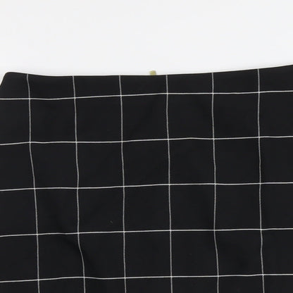 H&M Womens Black Geometric Polyester A-Line Skirt Size 8 Zip