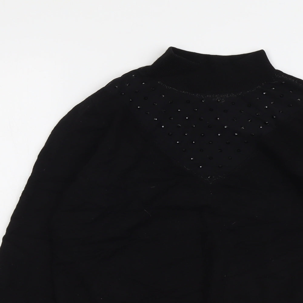 Womens UK Size 12 Star Black Pullover Jumper