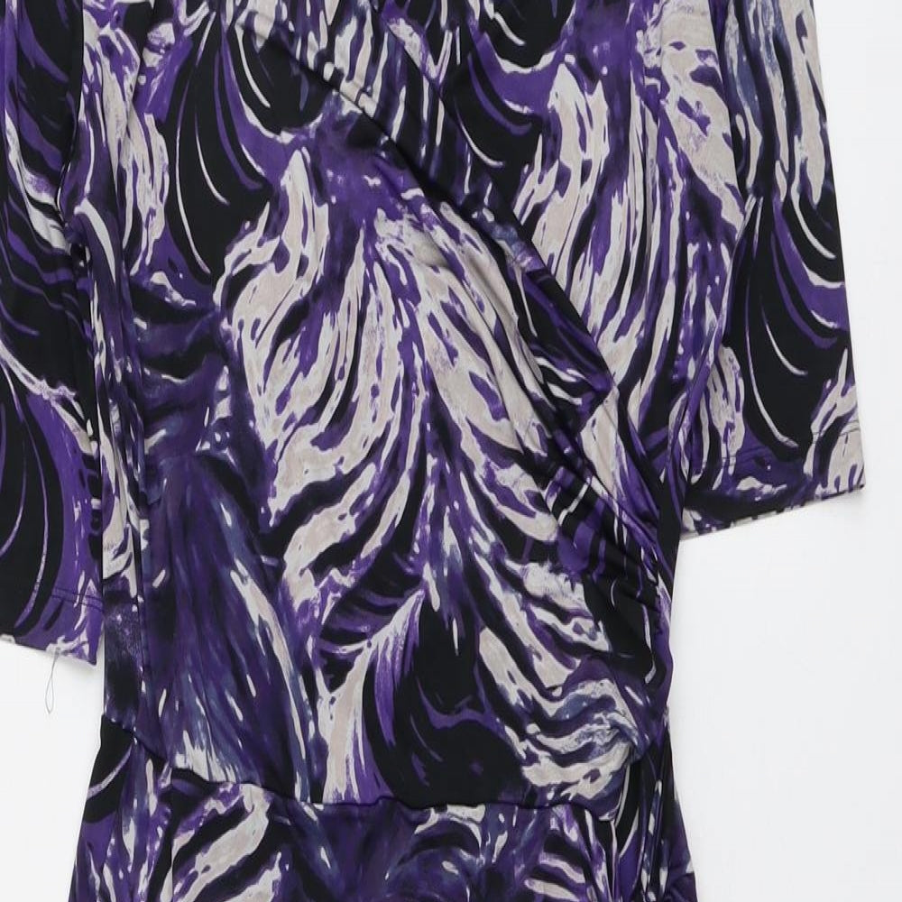 Autograph Womens Purple Geometric Polyester Shift Size 10 V-Neck Pullover