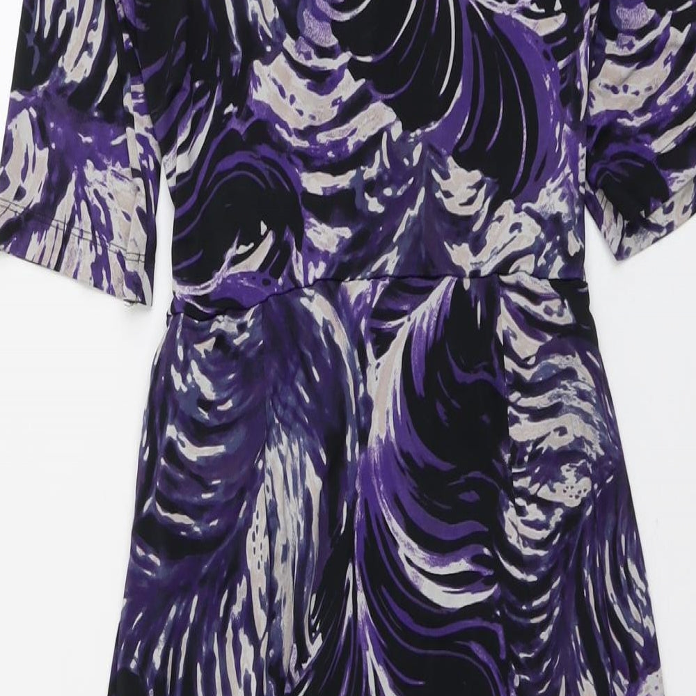 Autograph Womens Purple Geometric Polyester Shift Size 10 V-Neck Pullover