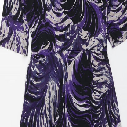 Autograph Womens Purple Geometric Polyester Shift Size 10 V-Neck Pullover