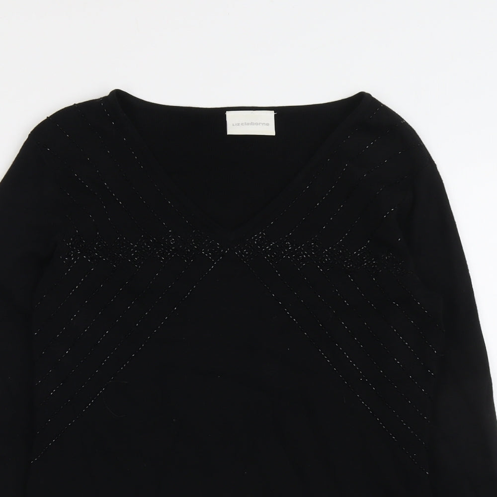 Womens UK Size M Liz Claiborne Black Pullover Jumper