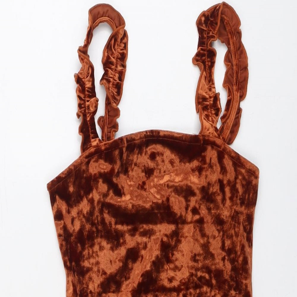 Urban Outfitters Womens Brown Polyester Bodysuit One-Piece Size S Pullover