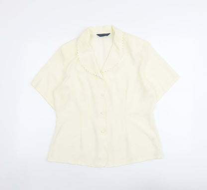 Womens UK Size 16 Debenhams Ivory Basic Button-Up