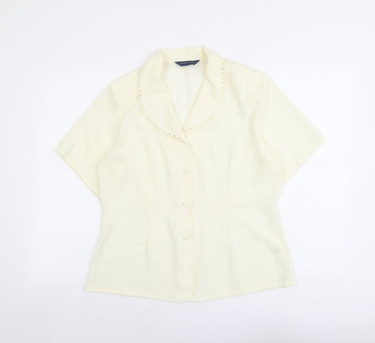 Womens UK Size 16 Debenhams Ivory Basic Button-Up