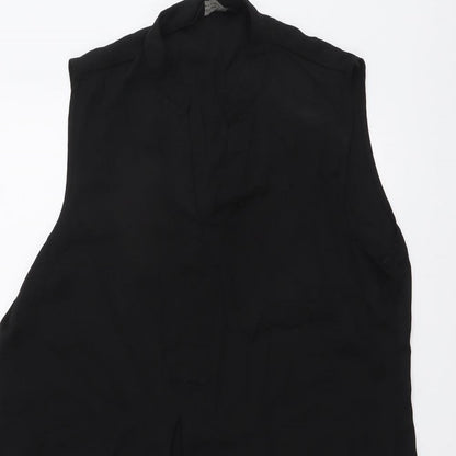 Dorothy Perkins Womens Black Polyester Basic Tank Size 10 V-Neck
