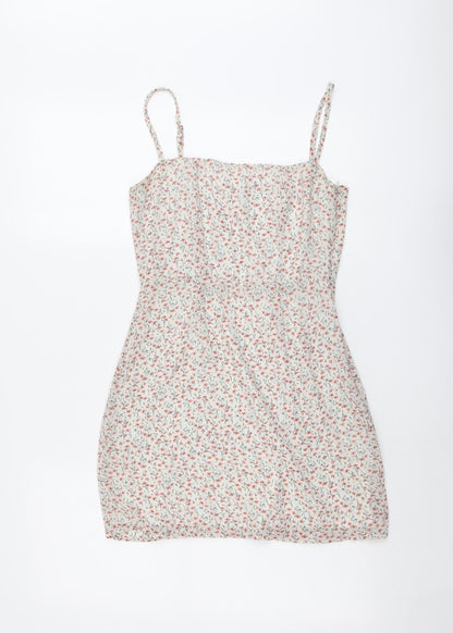 Nasty Gal Womens Multicoloured Floral Polyester Slip Dress Size 4 Square Neck Zip