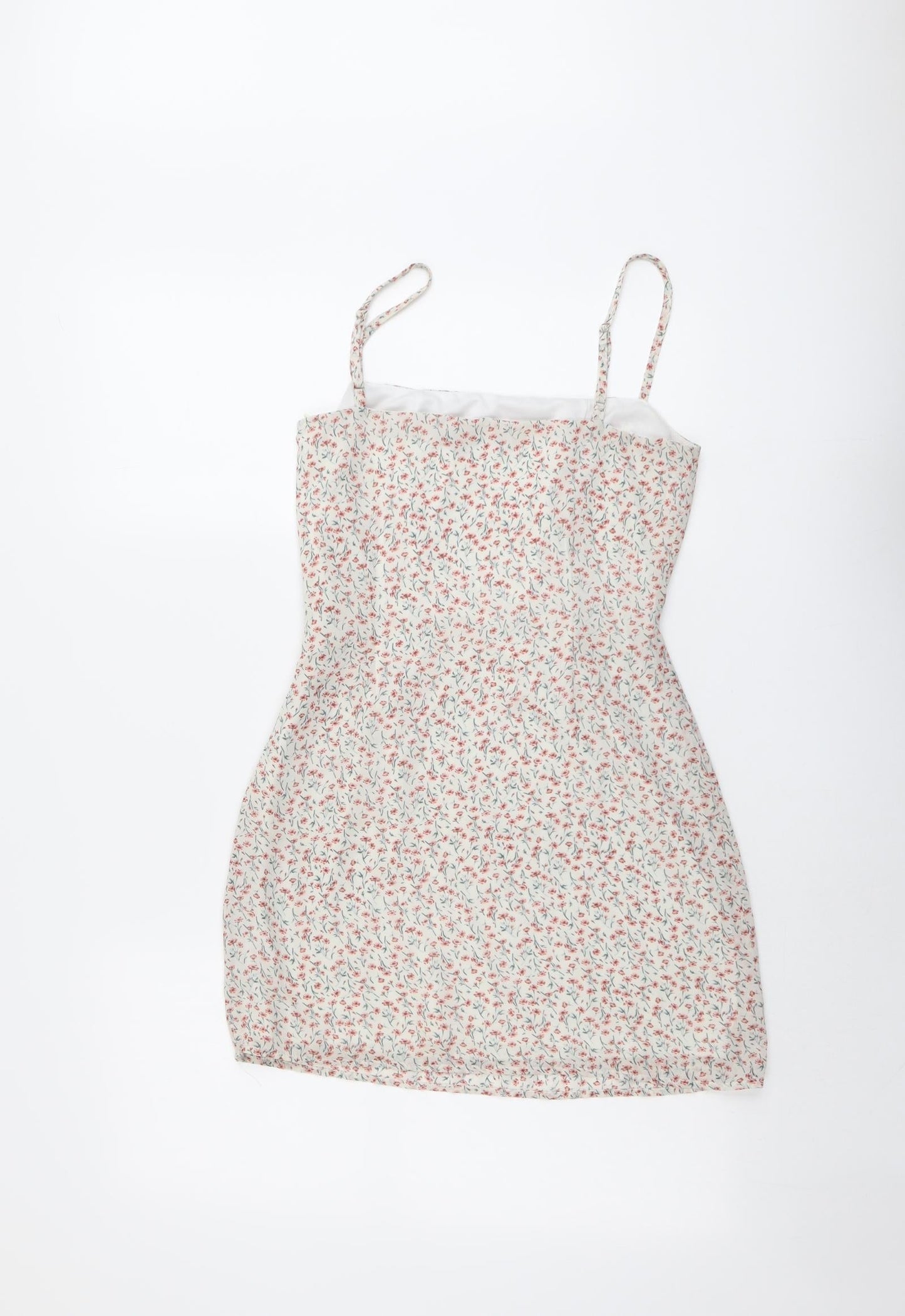 Nasty Gal Womens Multicoloured Floral Polyester Slip Dress Size 4 Square Neck Zip