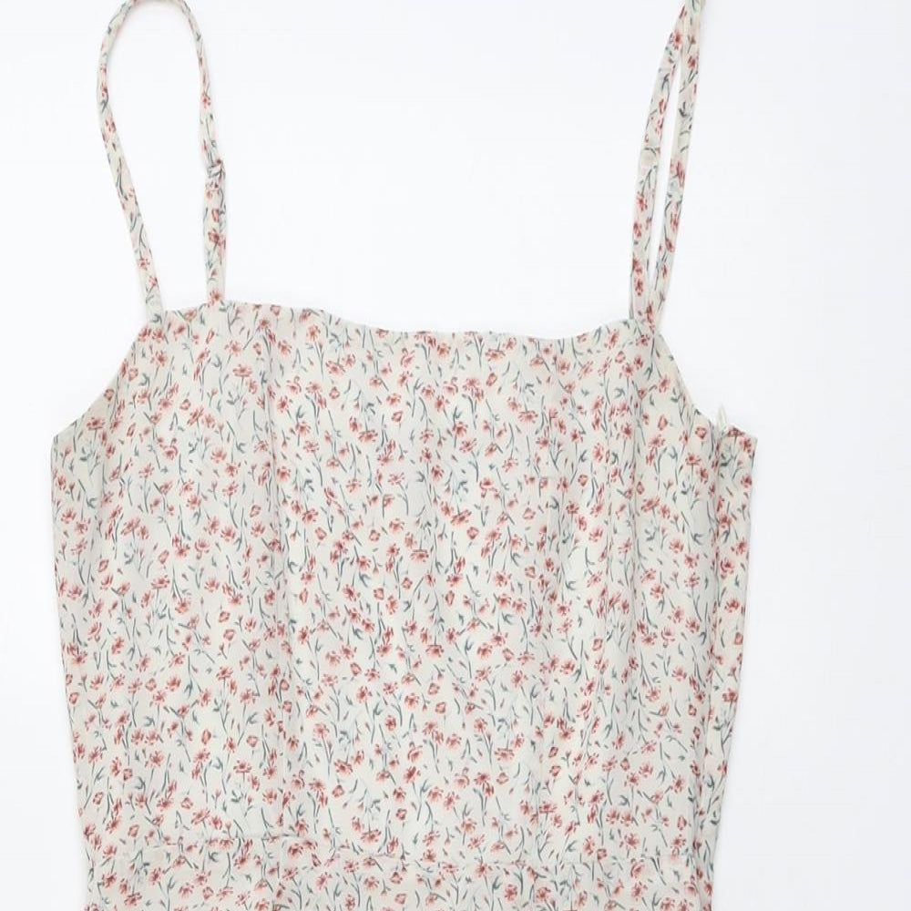 Nasty Gal Womens Multicoloured Floral Polyester Slip Dress Size 4 Square Neck Zip