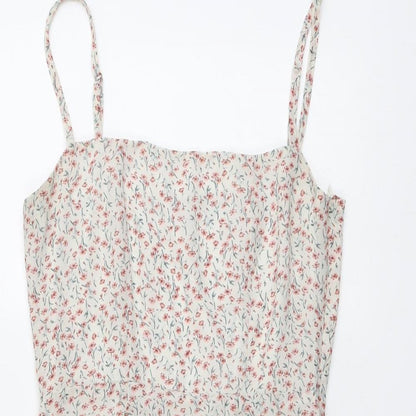 Nasty Gal Womens Multicoloured Floral Polyester Slip Dress Size 4 Square Neck Zip