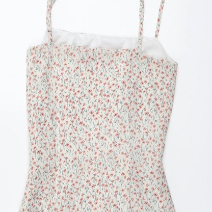 Nasty Gal Womens Multicoloured Floral Polyester Slip Dress Size 4 Square Neck Zip