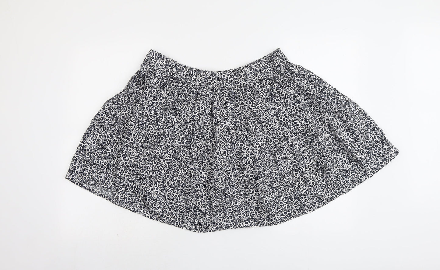 Marks and Spencer Womens Blue Floral Cotton Skater Skirt Size 16