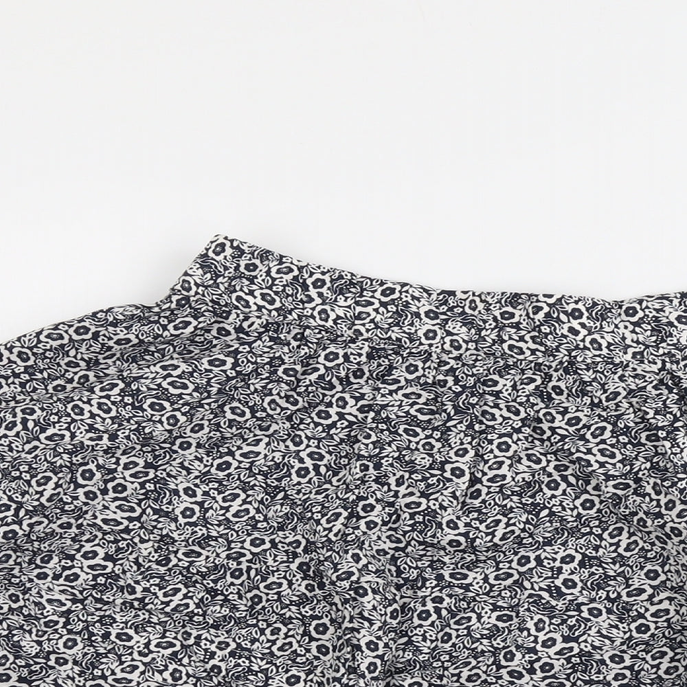 Marks and Spencer Womens Blue Floral Cotton Skater Skirt Size 16