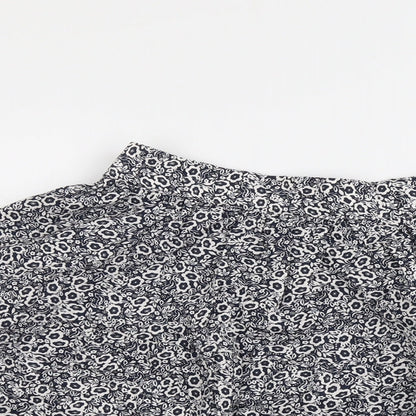 Marks and Spencer Womens Blue Floral Cotton Skater Skirt Size 16