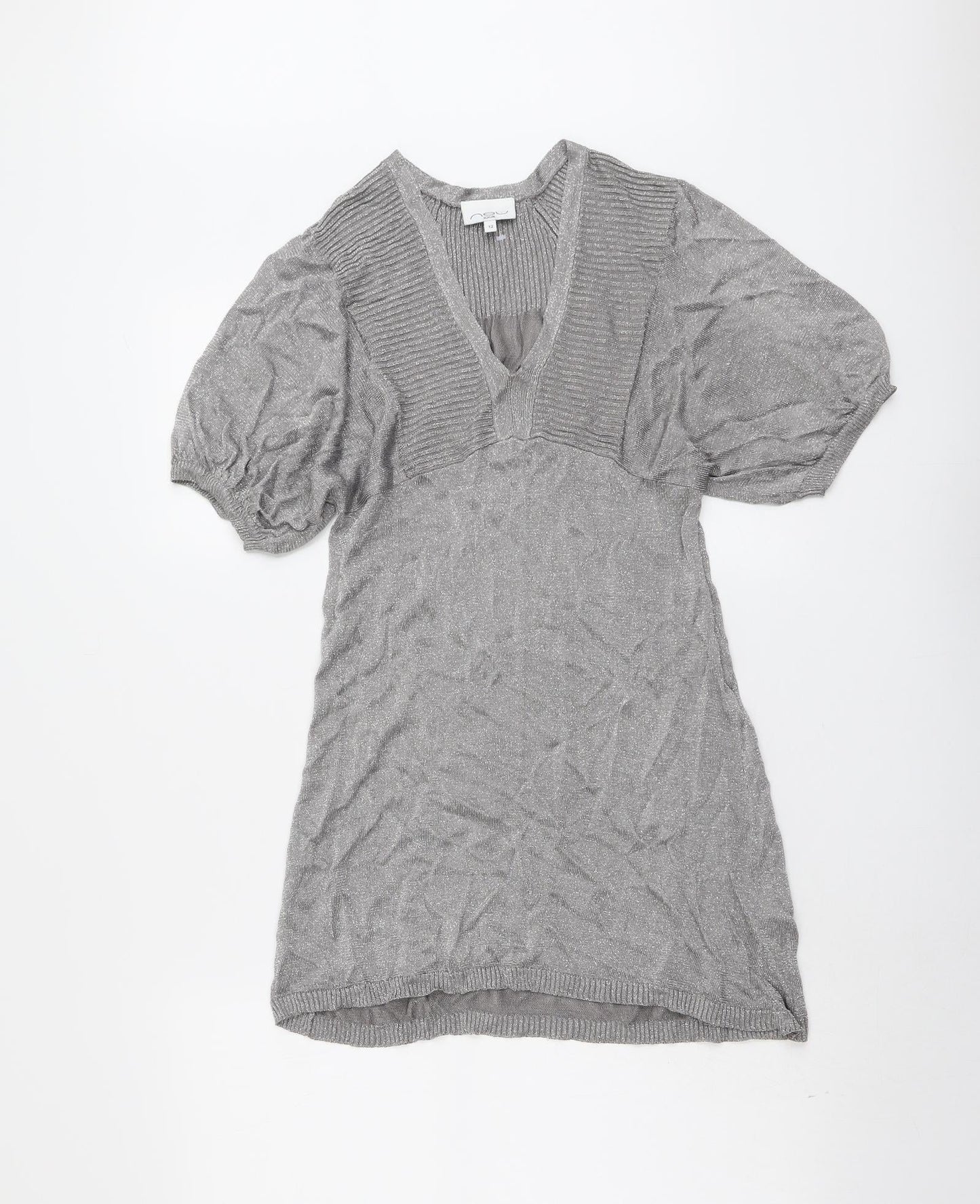 Womens UK Size 12 New Look Silver Pullover Jumper