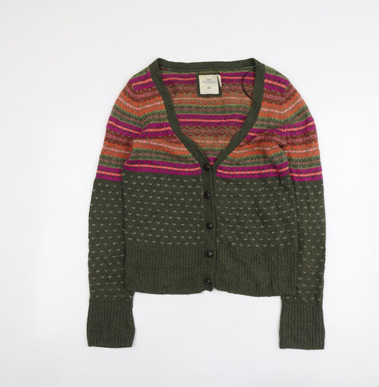 Womens UK Size M H&M Green Cardigan Jumper