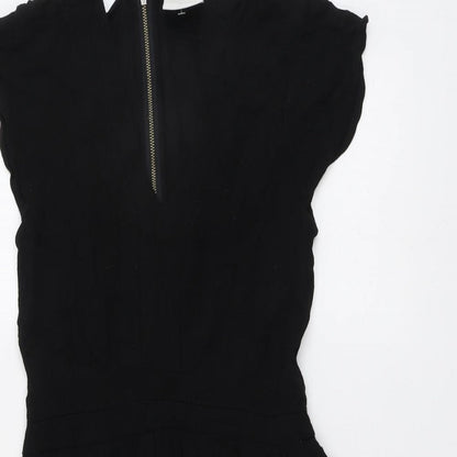 VERO MODA Womens Black Viscose Fit & Flare Size XS V-Neck Zip