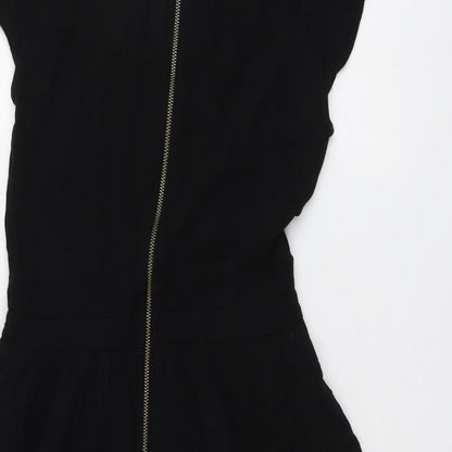 VERO MODA Womens Black Viscose Fit & Flare Size XS V-Neck Zip