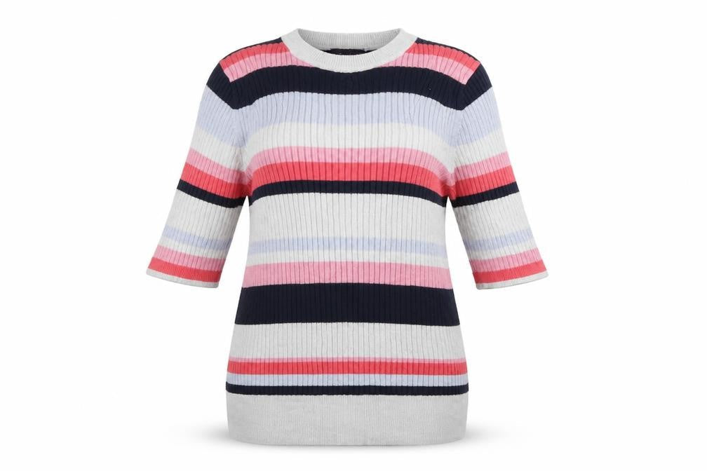 Marks and Spencer Womens Multicoloured Round Neck Striped Viscose Pullover Jumper Size 10