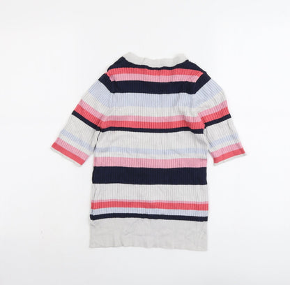 Marks and Spencer Womens Multicoloured Round Neck Striped Viscose Pullover Jumper Size 10