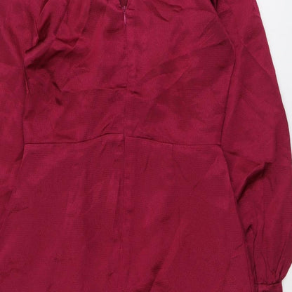 Mango Womens Red Polyester Sheath Size S Mock Neck Zip
