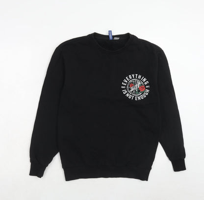 Mens UK Size XS H&M Black Pullover Sweatshirt