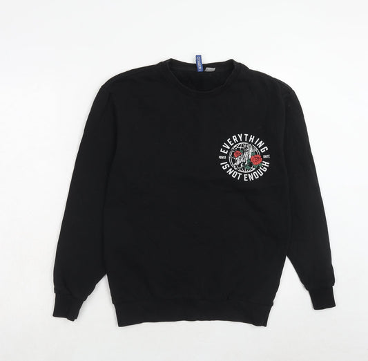 Mens UK Size XS H&M Black Pullover Sweatshirt
