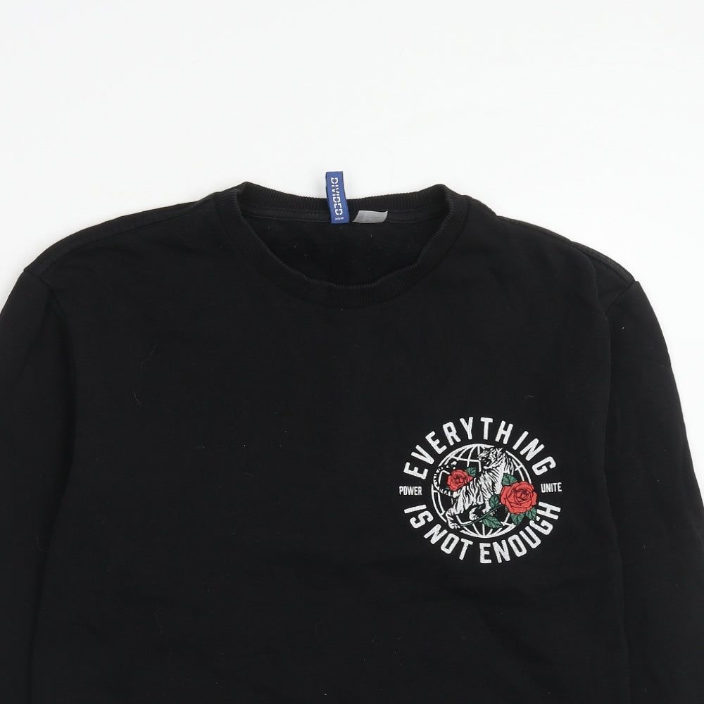 Mens UK Size XS H&M Black Pullover Sweatshirt