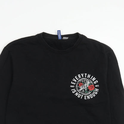 Mens UK Size XS H&M Black Pullover Sweatshirt