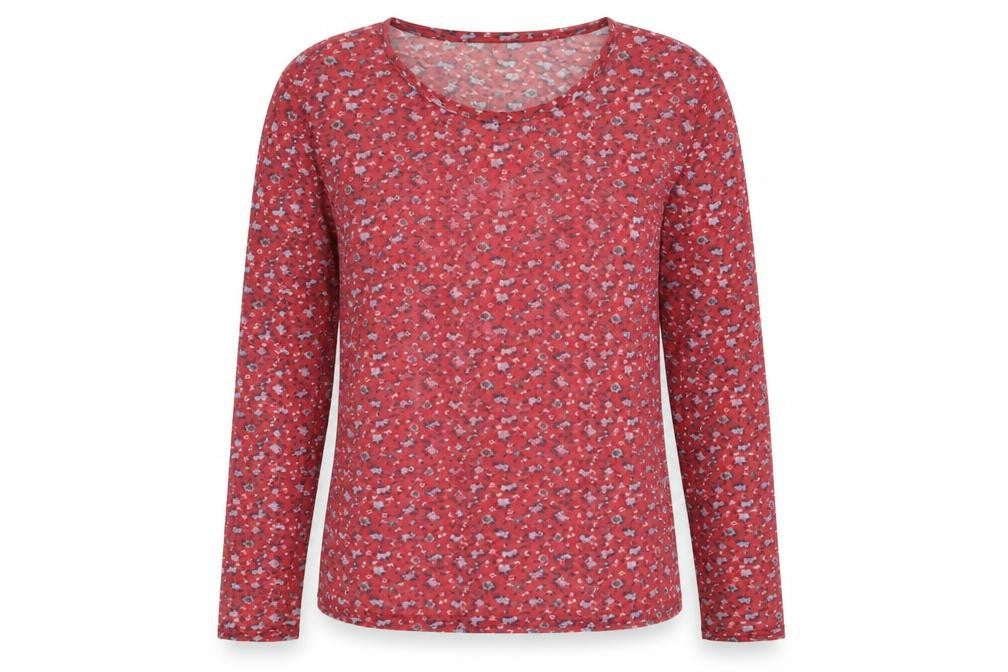 Daisy Street Womens Red Geometric Polyester Basic T-Shirt Size 16 Round Neck