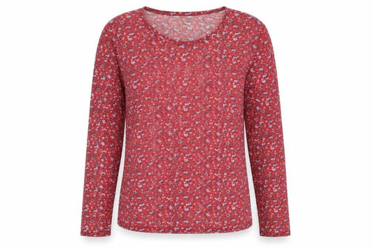 Daisy Street Womens Red Geometric Polyester Basic T-Shirt Size 16 Round Neck