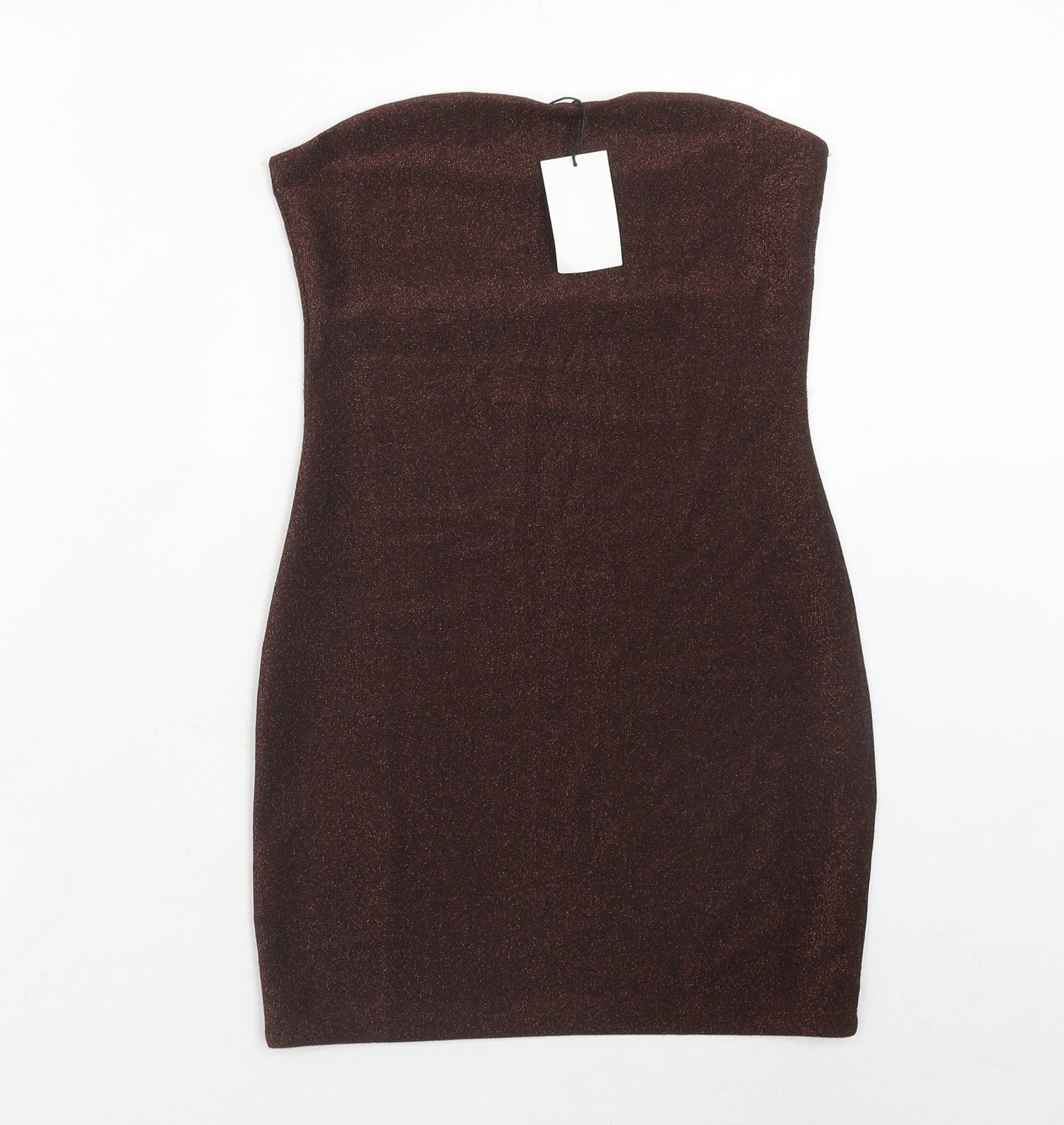 H&M Womens Brown Polyester Bodycon Size 10 Off the Shoulder Pullover